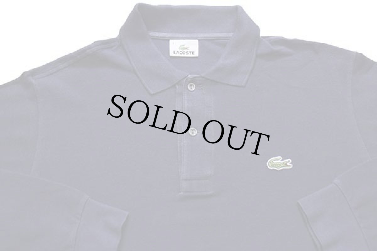 画像3: 90s LACOSTEラコステ ワンポイント コットン 鹿の子 長袖ポロシャツ 紺 4★45 (3)