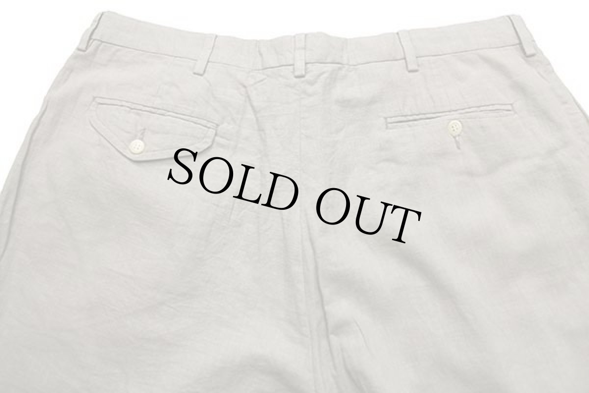 画像5: 90s ポロ ラルフローレン ツータック スラックス コットン×リネンパンツ グレーベージュ w38 L31 (5)