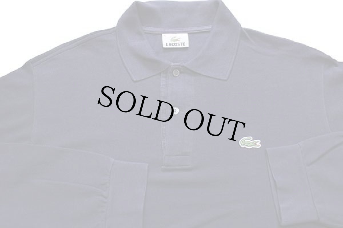 画像3: 90s LACOSTEラコステ ワンポイント コットン 鹿の子 長袖ポロシャツ 紺 5★44 (3)