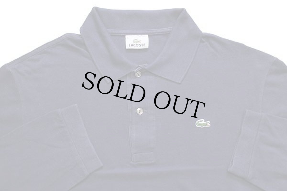 画像3: 90s LACOSTEラコステ ワンポイント コットン 鹿の子 長袖ポロシャツ 紺 6★41 (3)