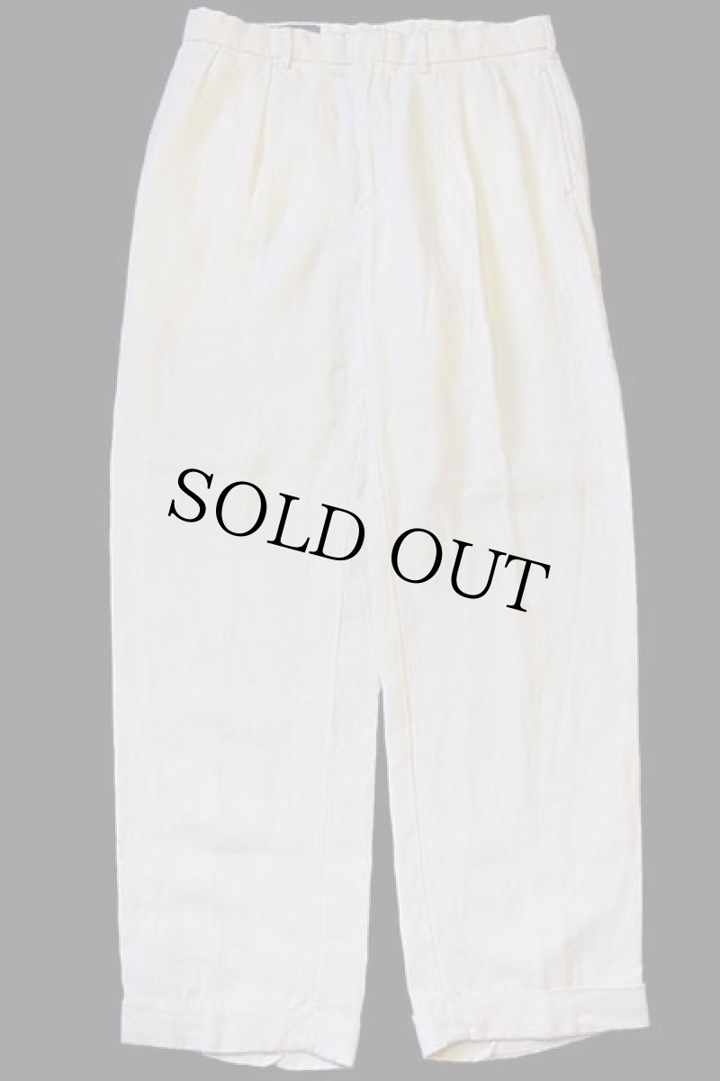 画像2: 00s ポロ ラルフローレン ツータック スラックス リネンパンツ アイボリー w34 L32 (2)