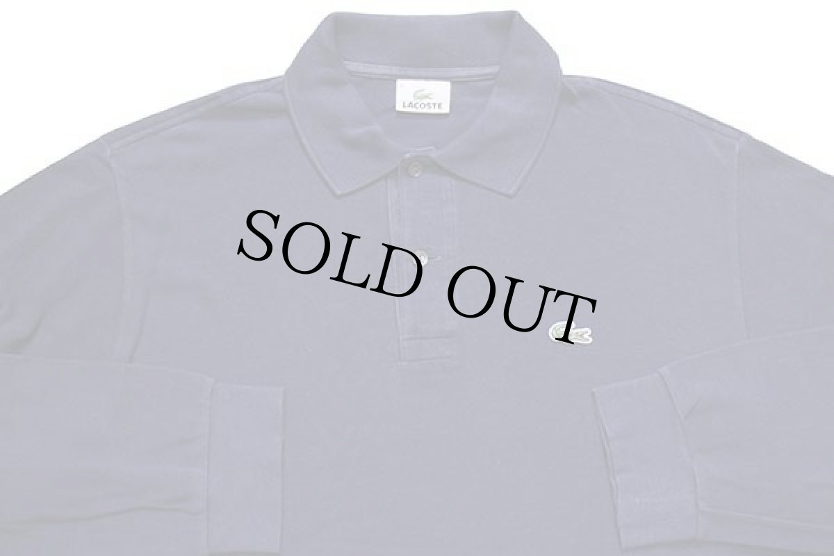 画像3: 90s LACOSTEラコステ ワンポイント コットン 鹿の子 長袖ポロシャツ 紺 5★43 (3)