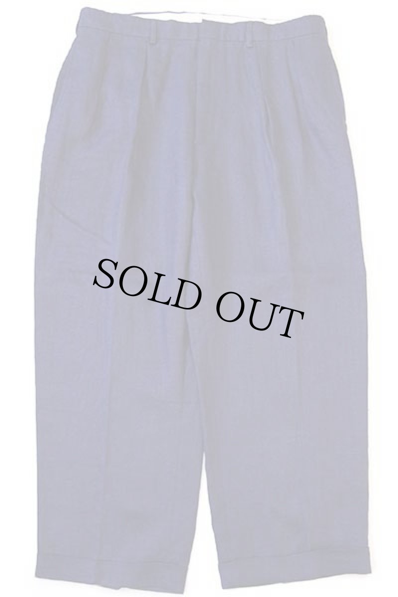 画像2: 90s ポロ ラルフローレン ツータック スラックス リネンパンツ 紺 w38 L30 (2)