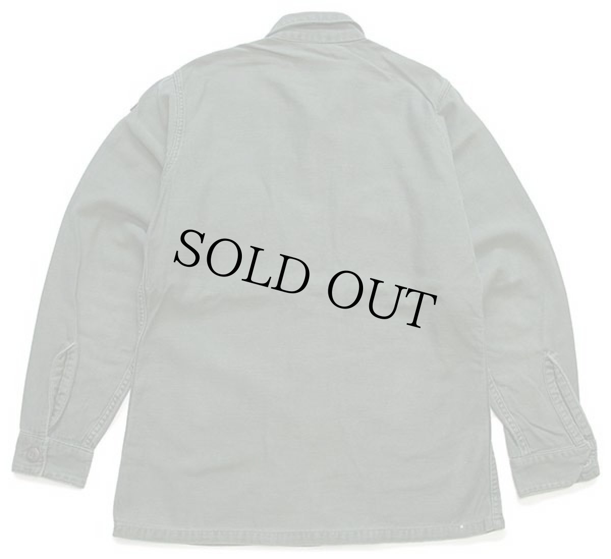 画像2: 60s 米軍 U.S.ARMY パッチ付き コットンサテン ユーティリティシャツ オリーブグリーン 14.5 (2)