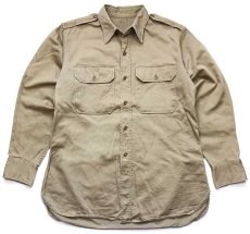 画像1: 50s 米軍 U.S.ARMY コットンツイルシャツ カーキ (1)