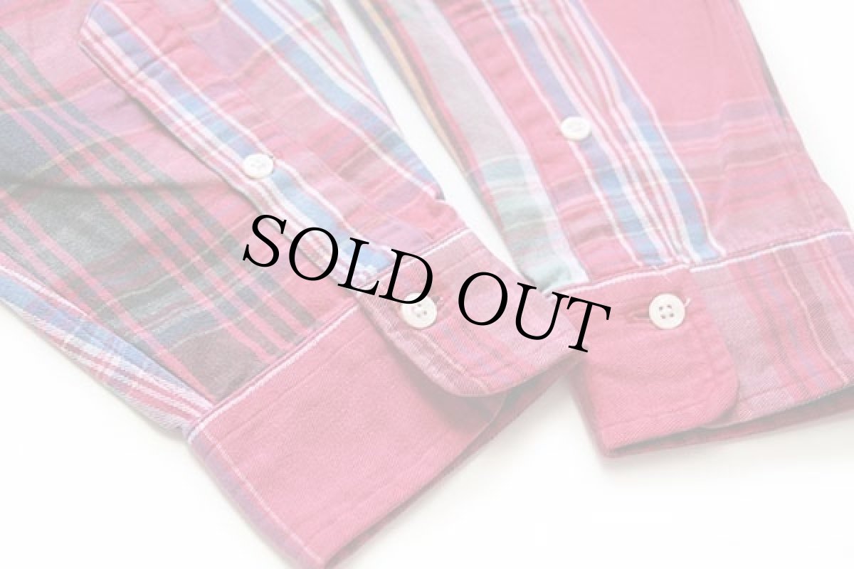 画像6: 90s ポロ ラルフローレン マドラスチェック ボタンダウン コットンツイルシャツ L (6)