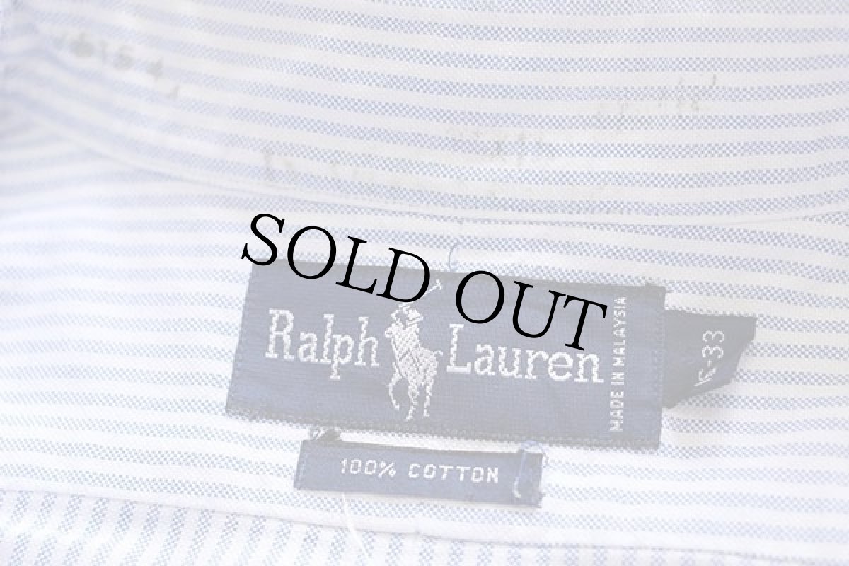 画像4: 90s ラルフローレン ストライプ ボタンダウン オックスフォード コットンシャツ サックス×ホワイト 16 (4)