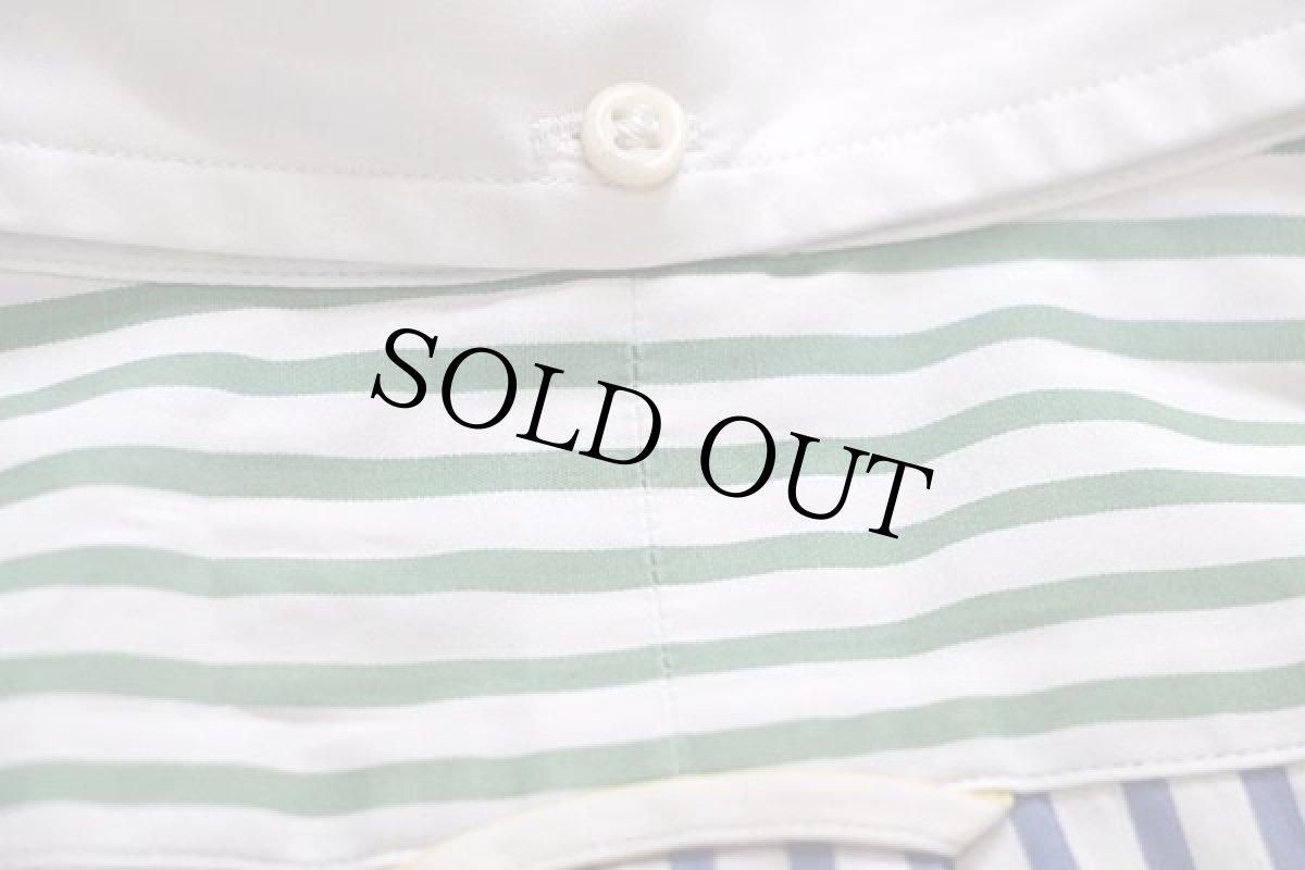 画像5: 00s ラルフローレン RLYC刺繍 クレイジーパターン ストライプ マチ付き 三点留め ボタンダウン コットンシャツ XL (5)