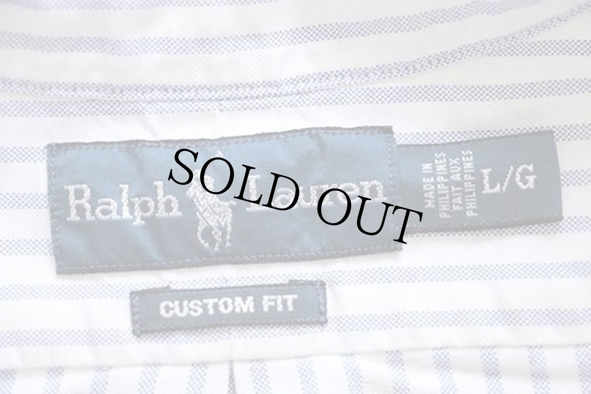 画像4: 00s ラルフローレン ストライプ ボタンダウン オックスフォード コットンシャツ サックス×ホワイト L (4)