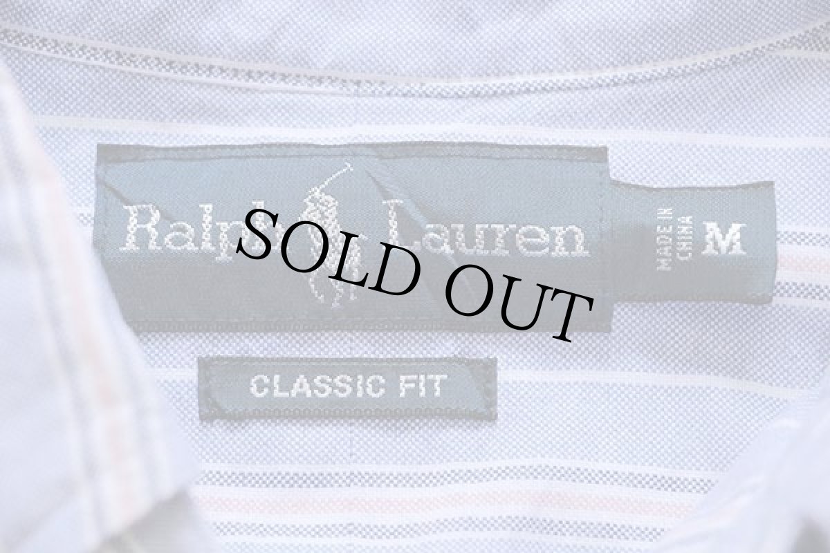 画像4: 00s ラルフローレン ランダムストライプ ボタンダウン オックスフォード コットンシャツ M (4)