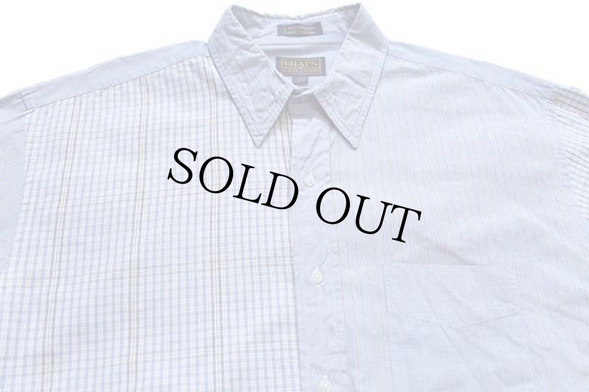 画像3: 90s CHAPS ラルフローレン クレイジーパターン チェック×ストライプ ボタンダウン コットンシャツ 17★特大 (3)