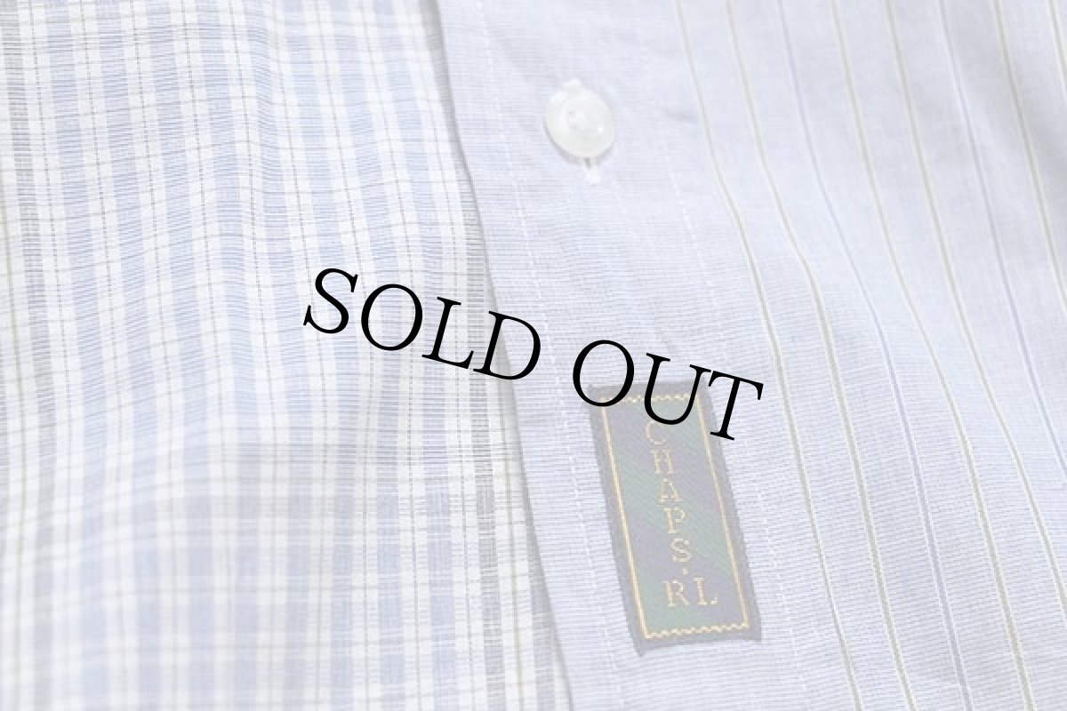 画像5: 90s CHAPS ラルフローレン クレイジーパターン チェック×ストライプ ボタンダウン コットンシャツ 17★特大 (5)