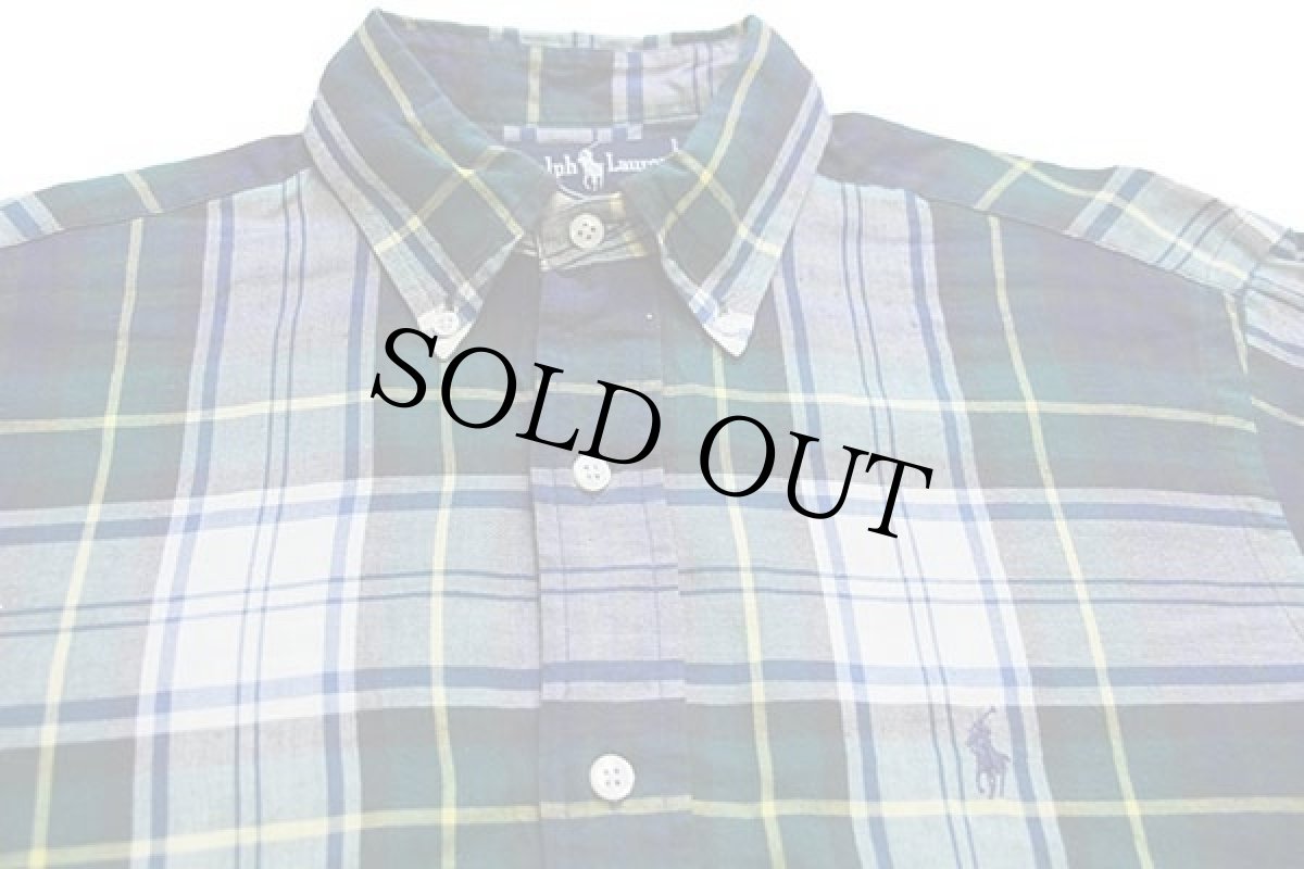 画像3: 90s ラルフローレン タータンチェック ボタンダウン コットンシャツ M (3)