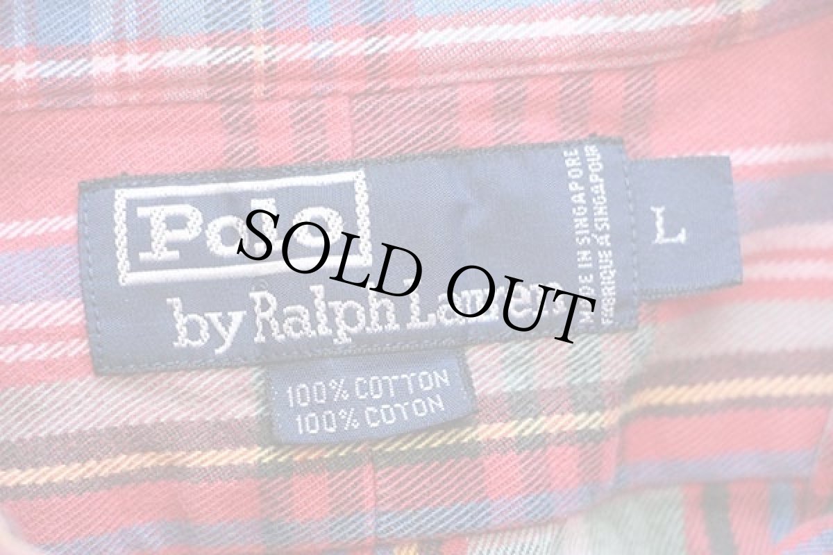 画像4: 90s ポロ ラルフローレン マドラスチェック ボタンダウン コットンツイルシャツ L (4)