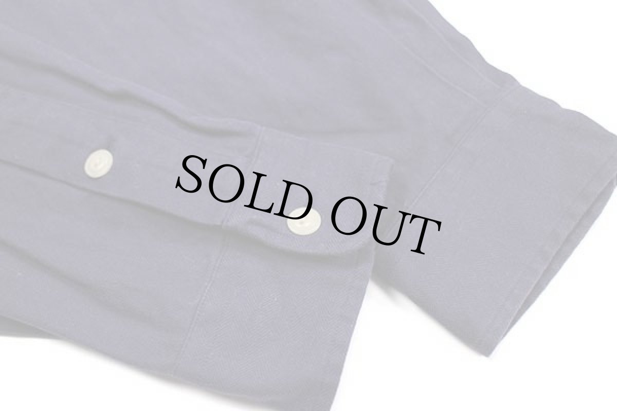 画像6: 90s ポロ ラルフローレン LOWELL SPORT ヘリンボーン コットンシャツ ナス紺 M (6)