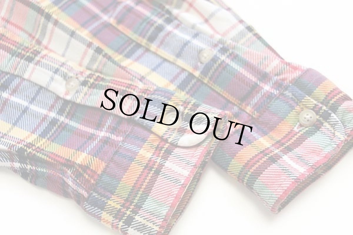 画像6: 00s ラルフローレン マドラスチェック ボタンダウン コットン フランネルシャツ S★インド綿 (6)