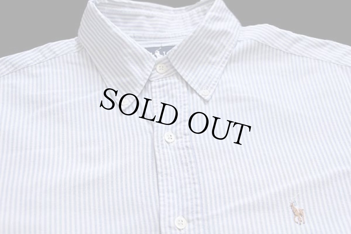 画像3: 90s ラルフローレン ストライプ ボタンダウン オックスフォード コットンシャツ サックス×ホワイト 16 (3)