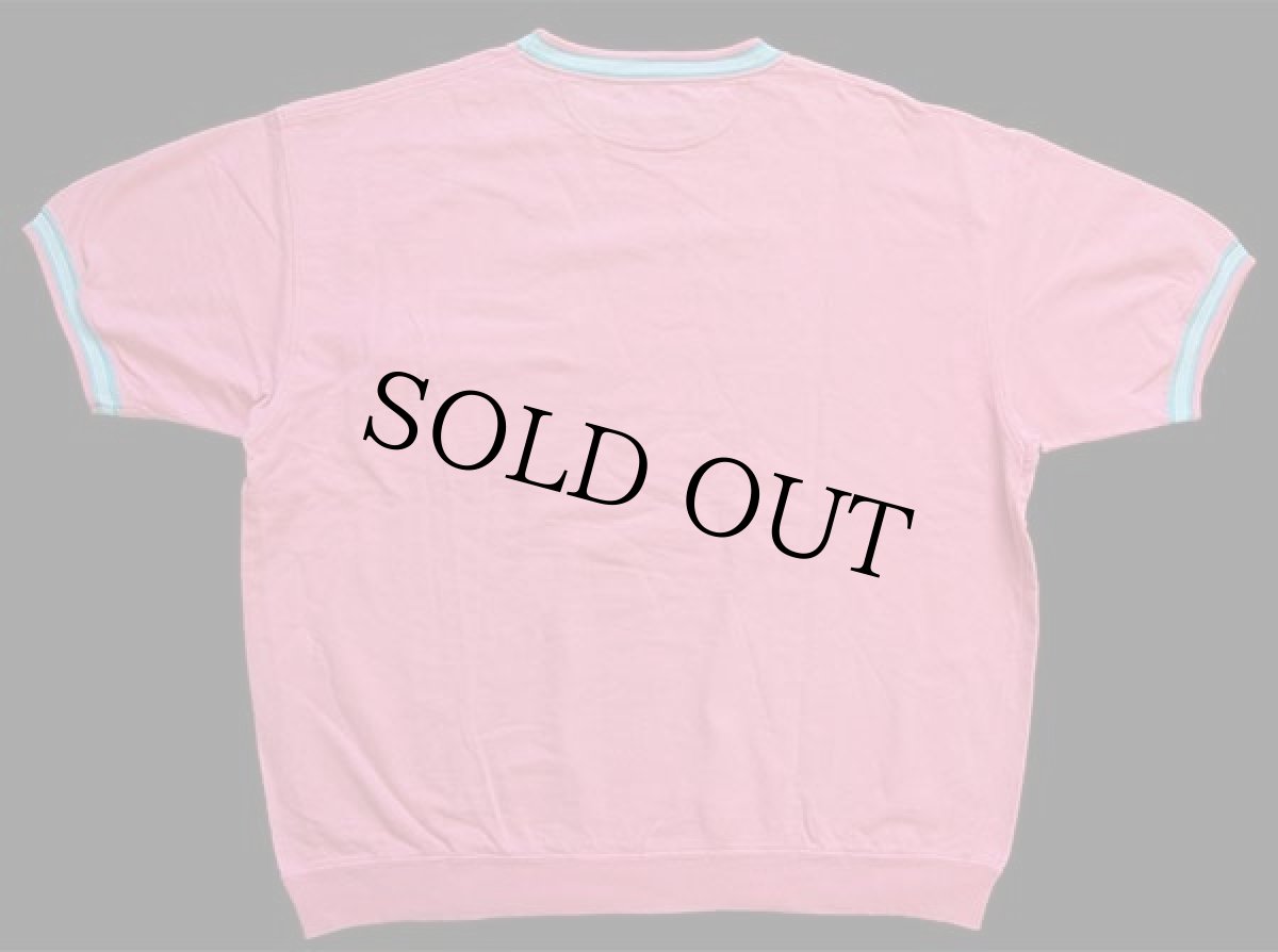 画像2: 90s イタリア製 PEPPER Californian 刺繍 ポケット付き リブライン 半袖 スウェット ピンク L (2)