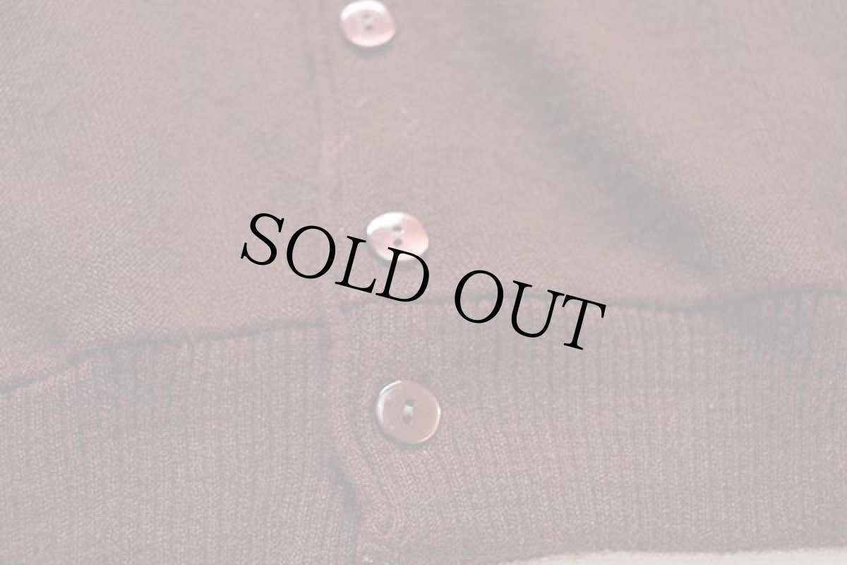 画像5: 70s The JCPenney Sweater 無地 パール編み アクリルニット カーディガン 焦げ茶 M (5)