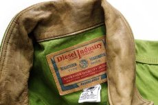 画像5: イタリア製 Dieselディーゼル ロゴ刺繍 コットンツイルジャケット 黄緑 S (5)