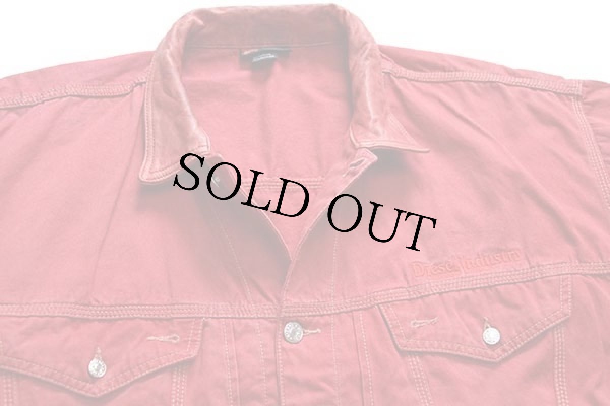 画像3: Dieselディーゼル ロゴ刺繍 コットンツイルジャケット 赤 XL★特大 (3)