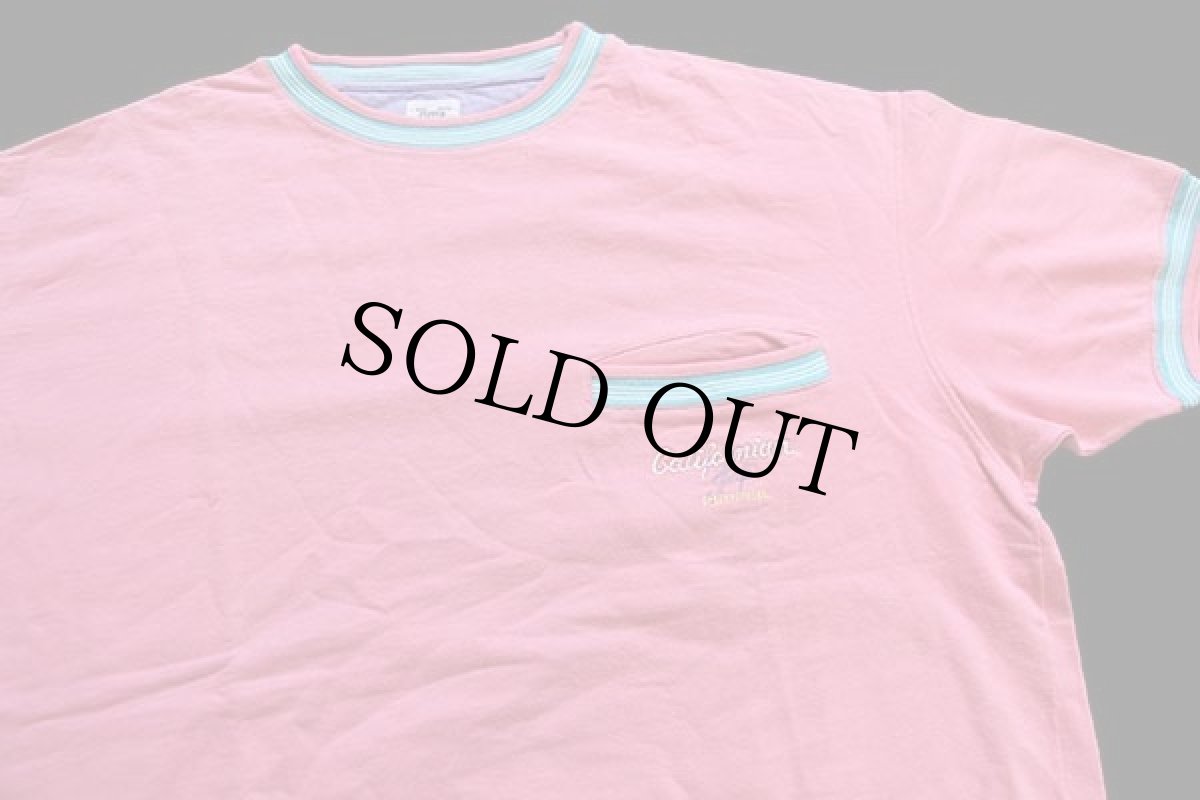 画像3: 90s イタリア製 PEPPER Californian 刺繍 ポケット付き リブライン 半袖 スウェット ピンク L (3)