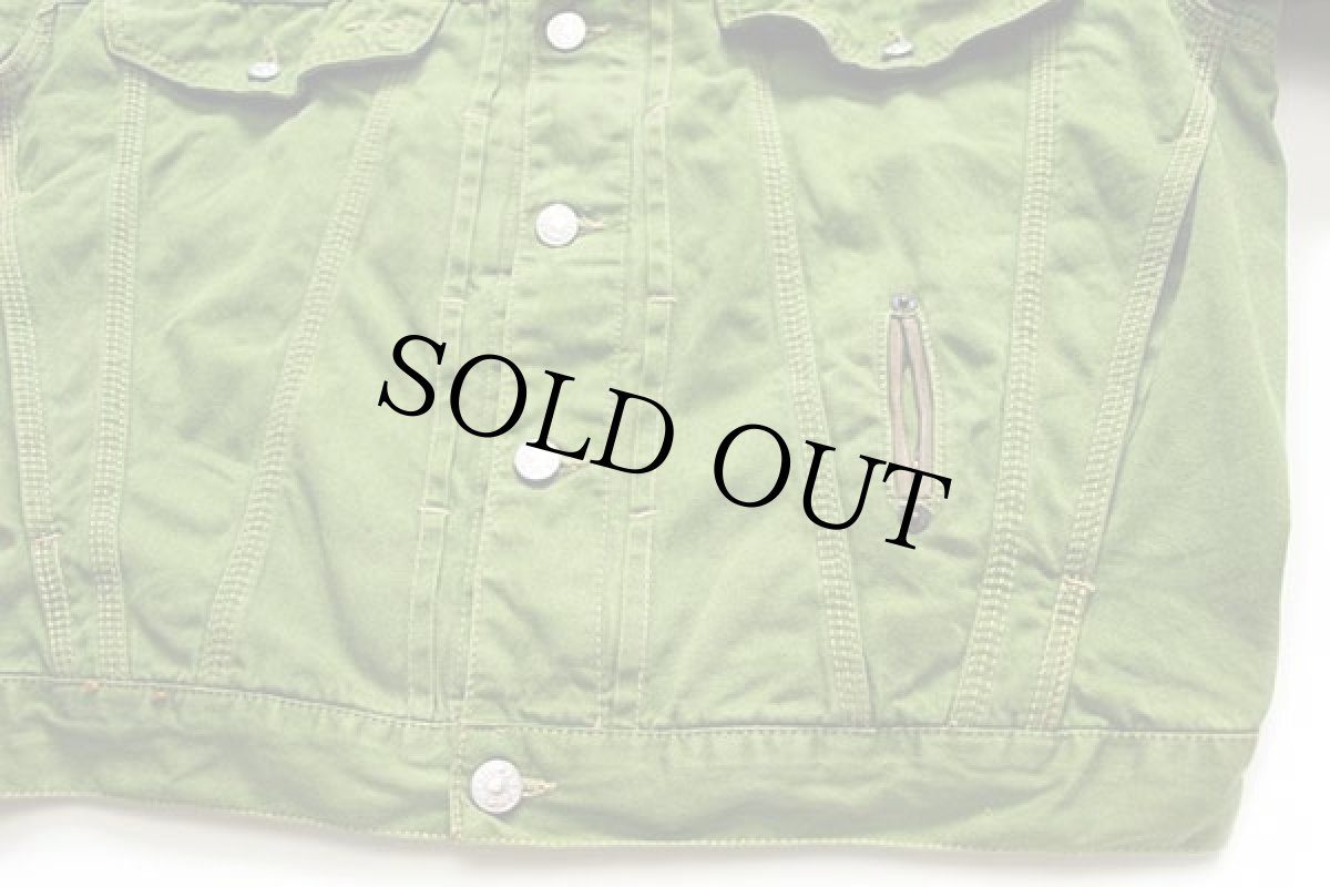 画像6: イタリア製 Dieselディーゼル ロゴ刺繍 コットンツイルジャケット 黄緑 S (6)