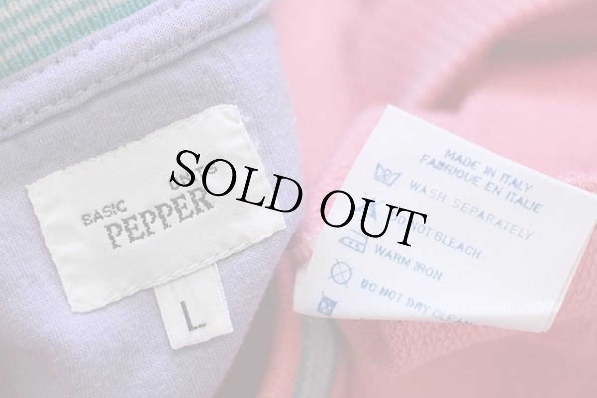 画像4: 90s イタリア製 PEPPER Californian 刺繍 ポケット付き リブライン 半袖 スウェット ピンク L (4)