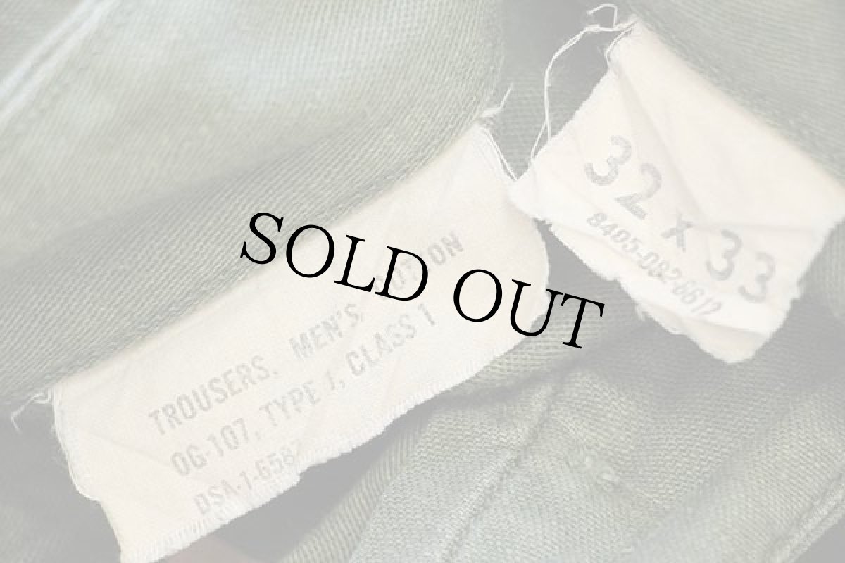 画像6: 60s 米軍 U.S.ARMY コットンサテン ユーティリティ ベイカーパンツ オリーブグリーン w32 L33★D (6)