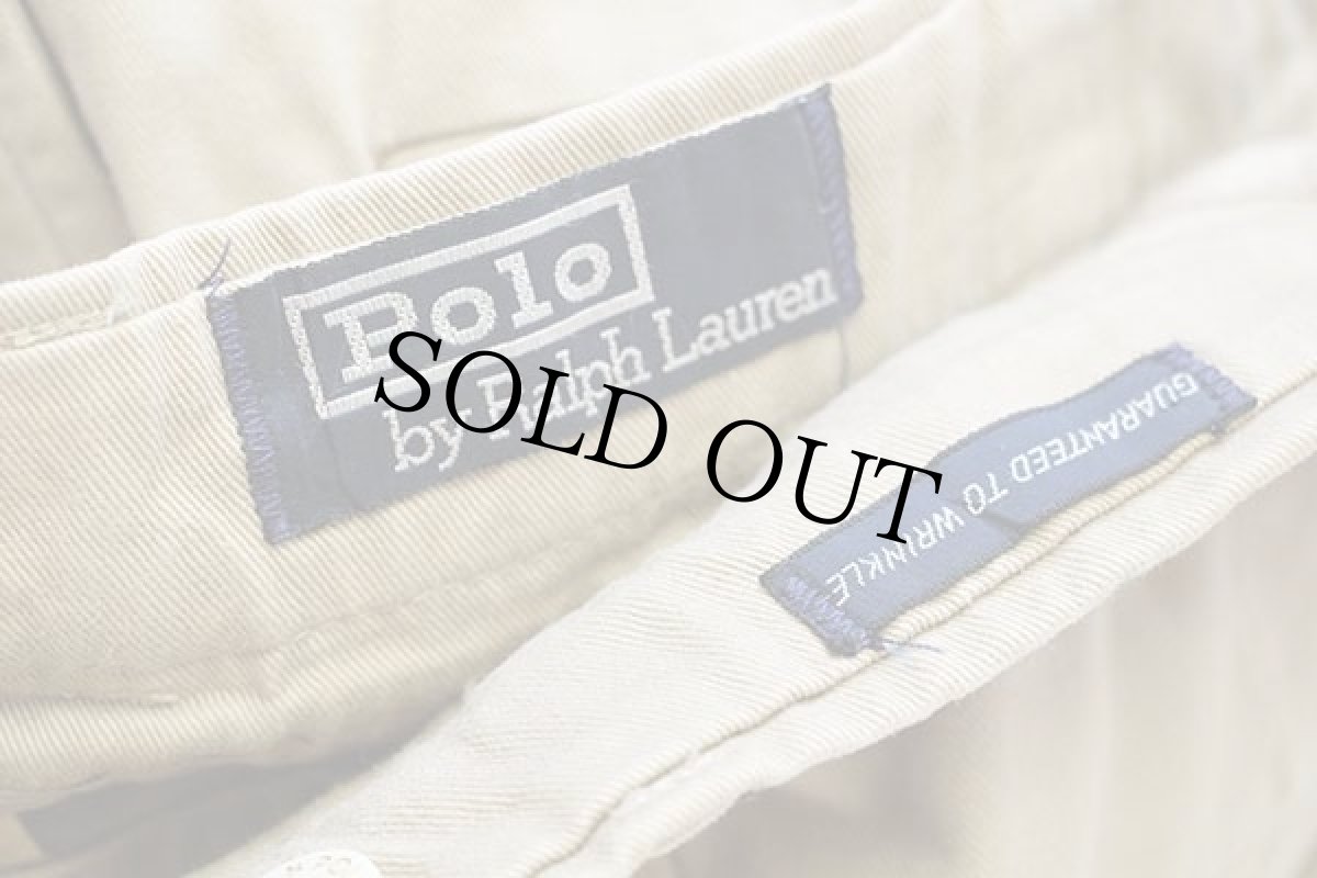 画像6: 90s ポロ ラルフローレン ツータック スラックス コットンツイルパンツ カーキ w38 (6)