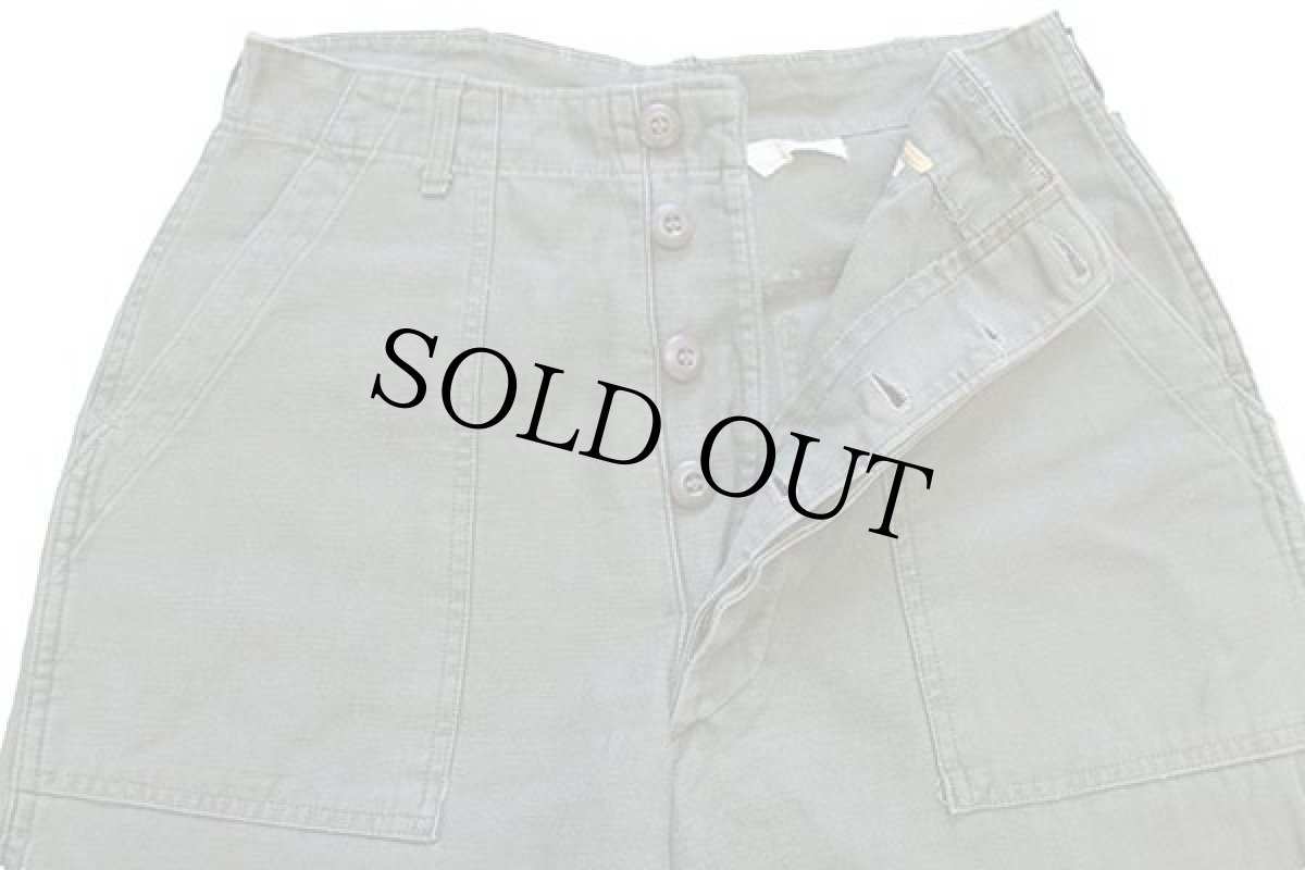 画像4: 60s 米軍 U.S.ARMY コットンサテン ユーティリティ ベイカーパンツ オリーブグリーン w32 L31★B (4)