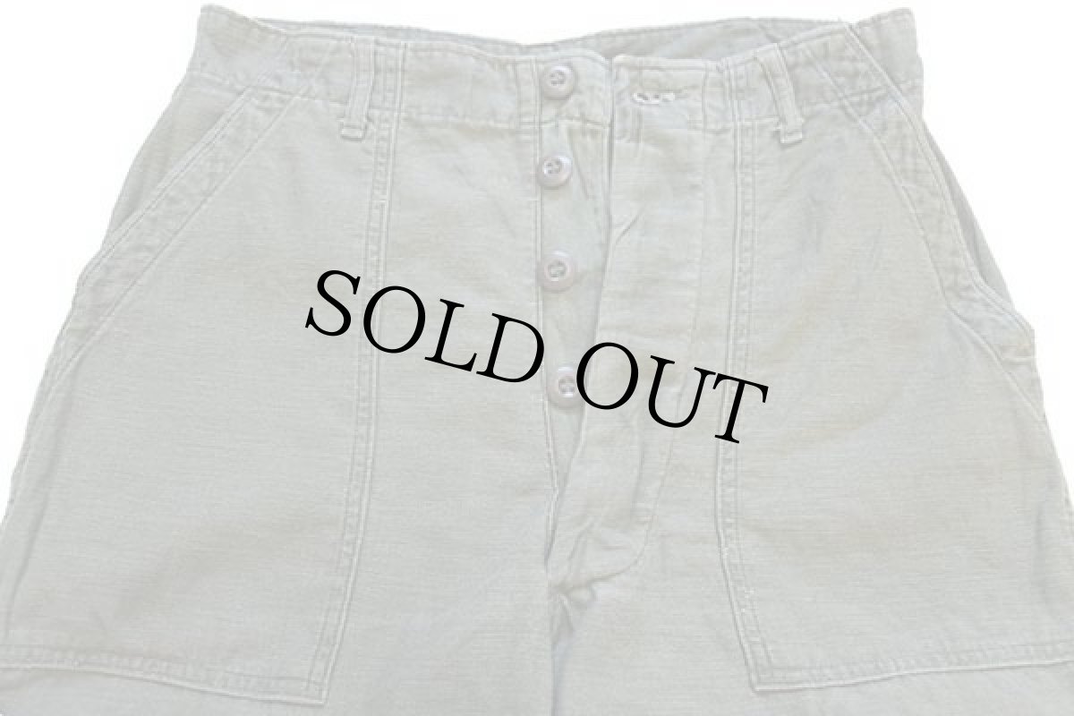 画像4: 70s 米軍 U.S.ARMY コットンサテン ユーティリティ ベイカーパンツ オリーブグリーン w30 L31 (4)