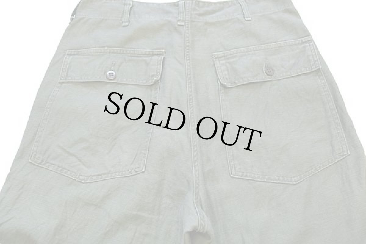 画像5: 60s 米軍 U.S.ARMY コットンサテン ユーティリティ ベイカーパンツ オリーブグリーン w32 L33★D (5)