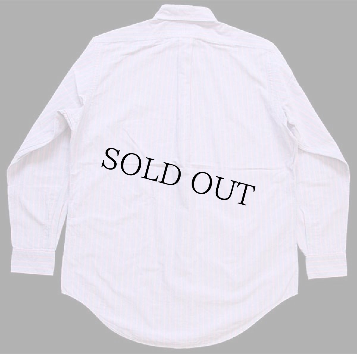 画像2: 90s ラルフローレン ストライプ ボタンダウン オックスフォード コットンシャツ サックス×薄赤 15.5 (2)