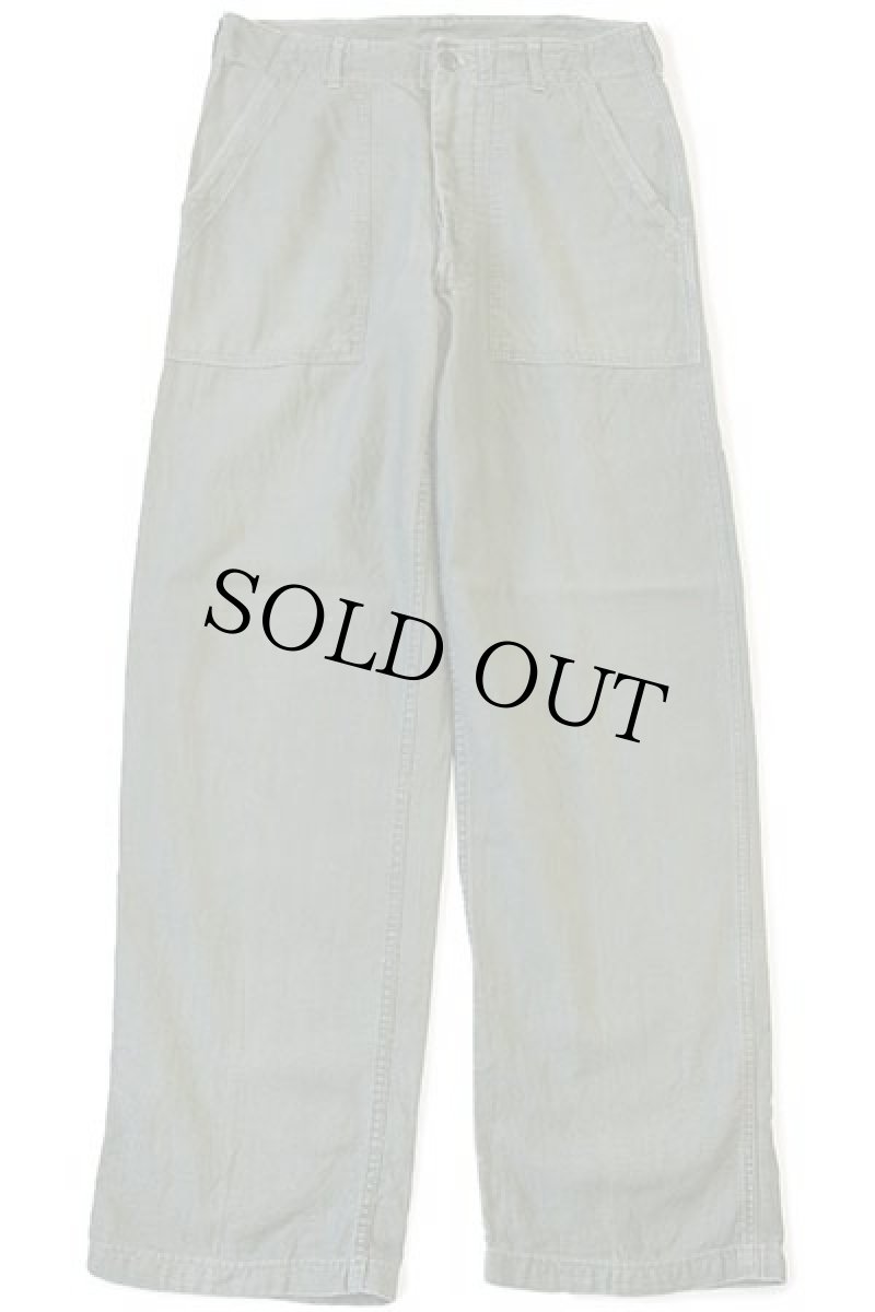 画像2: 60s 米軍 U.S.ARMY コットンサテン ユーティリティ ベイカーパンツ オリーブグリーン w32 L33★D (2)