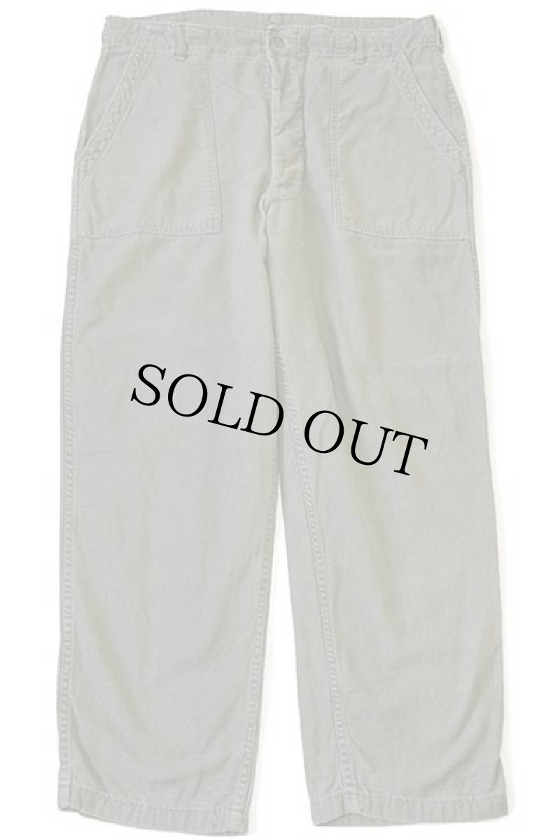 画像2: 70s 米軍 U.S.ARMY コットンサテン ユーティリティ ベイカーパンツ オリーブグリーン w38 L31 (2)