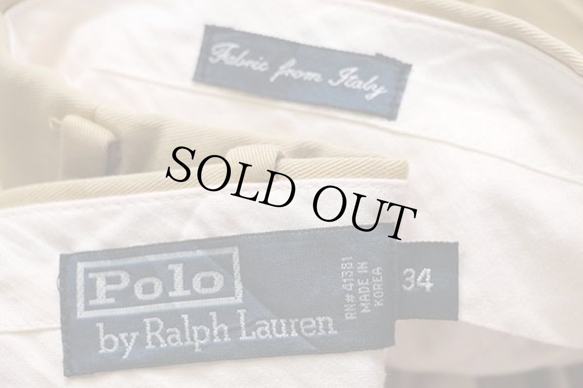 画像6: 90s ポロ ラルフローレン スラックス コットンパンツ カーキ w34 (6)