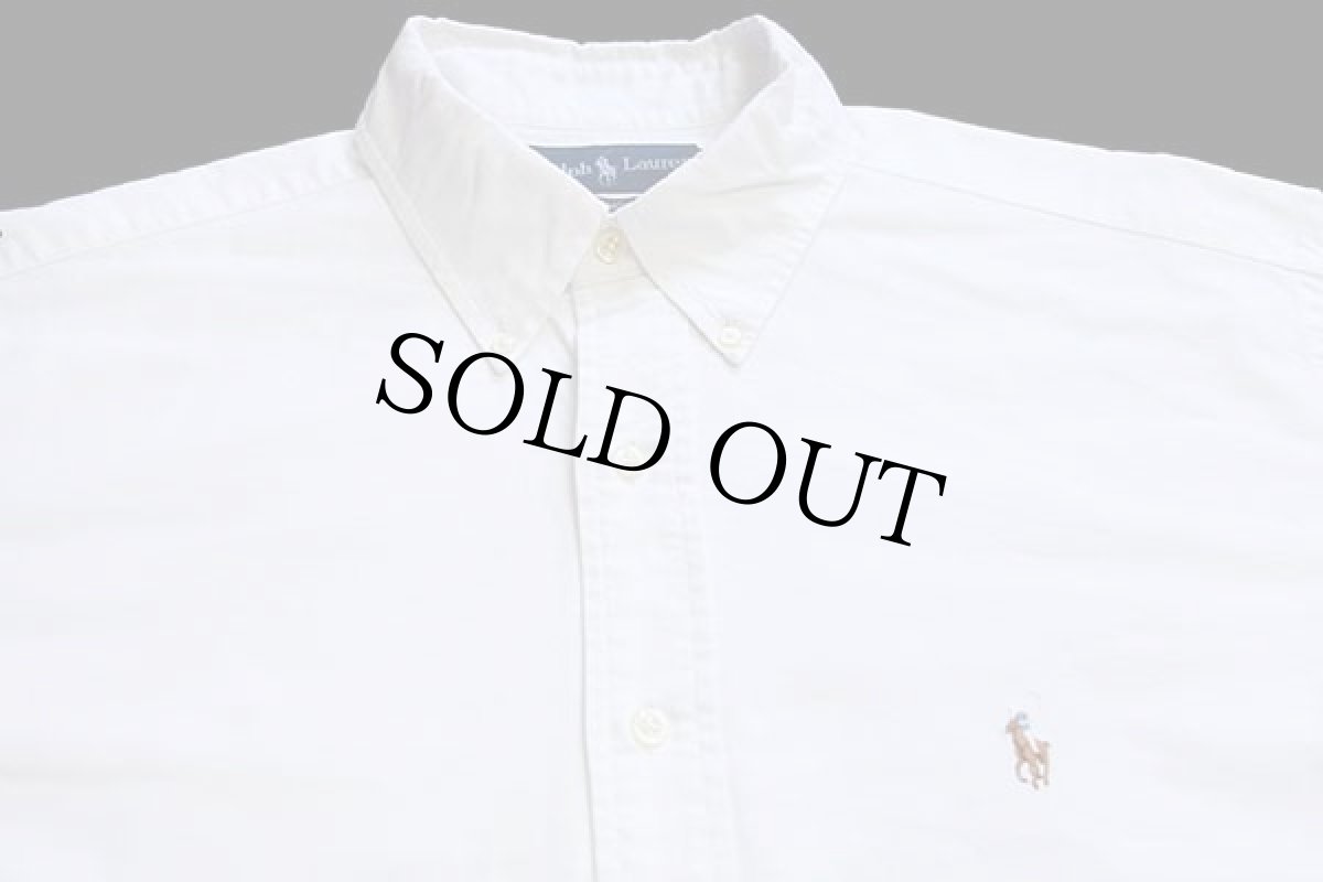 画像3: 90s ラルフローレン ワンポイント ボタンダウン オックスフォード コットンシャツ 白16.5★G (3)