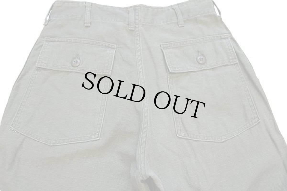 画像5: 70s 米軍 U.S.ARMY コットンサテン ユーティリティ ベイカーパンツ オリーブグリーン w30 L31 (5)