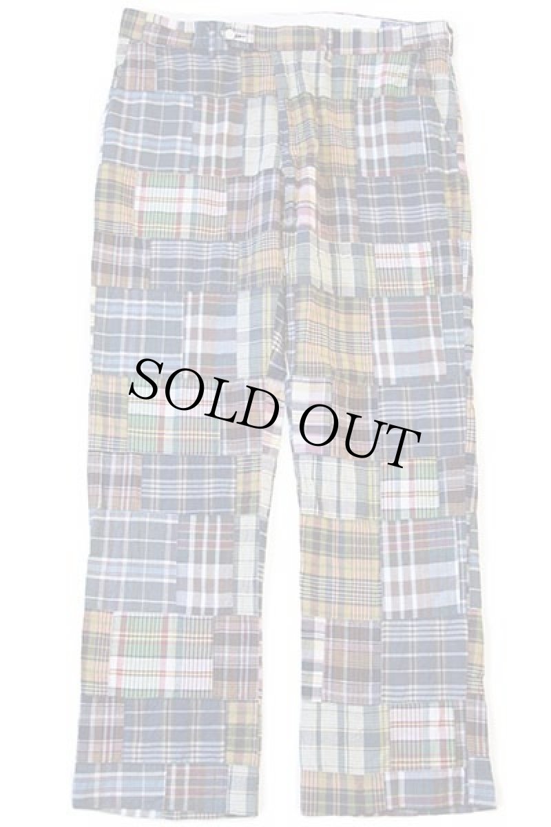 画像2: 00s ポロ ラルフローレン マドラスチェック パッチワーク スラックス コットンパンツ w36 L32 (2)