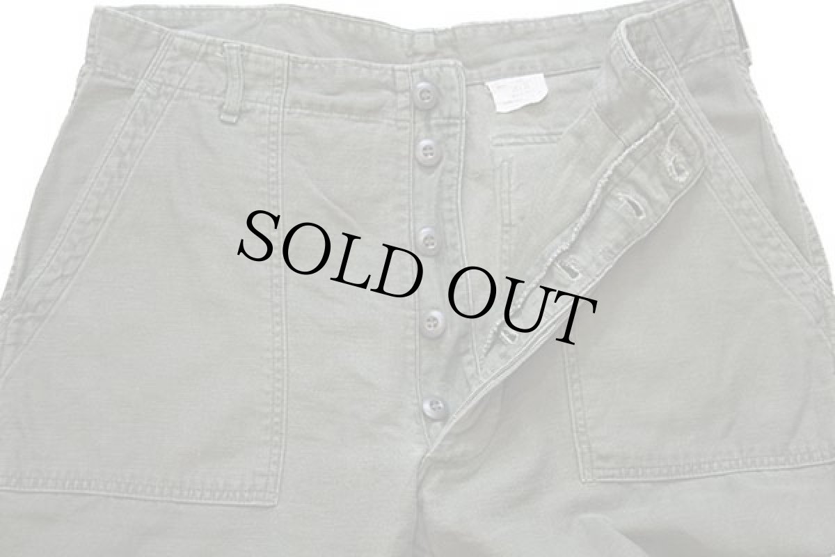 画像4: 70s 米軍 U.S.ARMY コットンサテン ユーティリティ ベイカーパンツ オリーブグリーン w38 L31 (4)