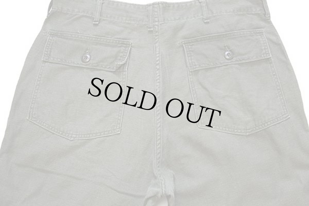 画像5: 70s 米軍 U.S.ARMY コットンサテン ユーティリティ ベイカーパンツ オリーブグリーン w38 L31 (5)