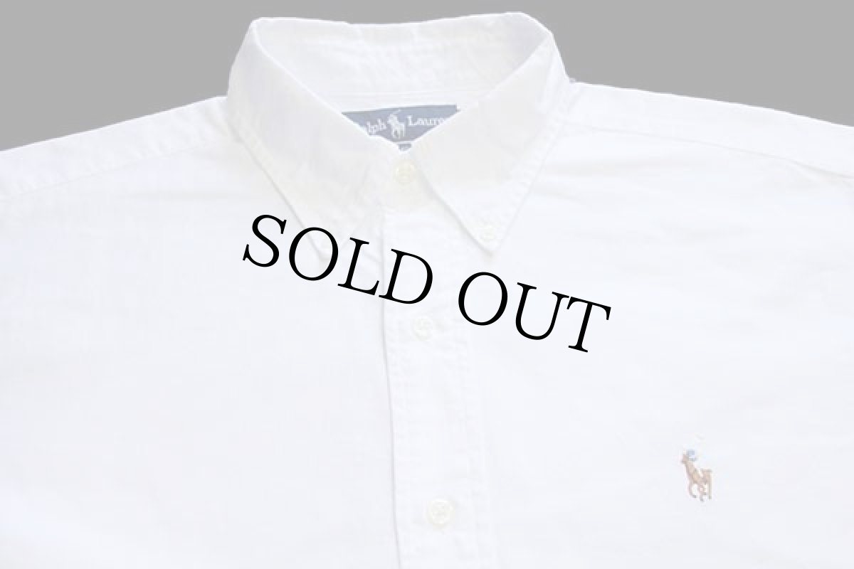 画像3: 90s ラルフローレン ワンポイント ボタンダウン オックスフォード コットンシャツ 白 16 (3)
