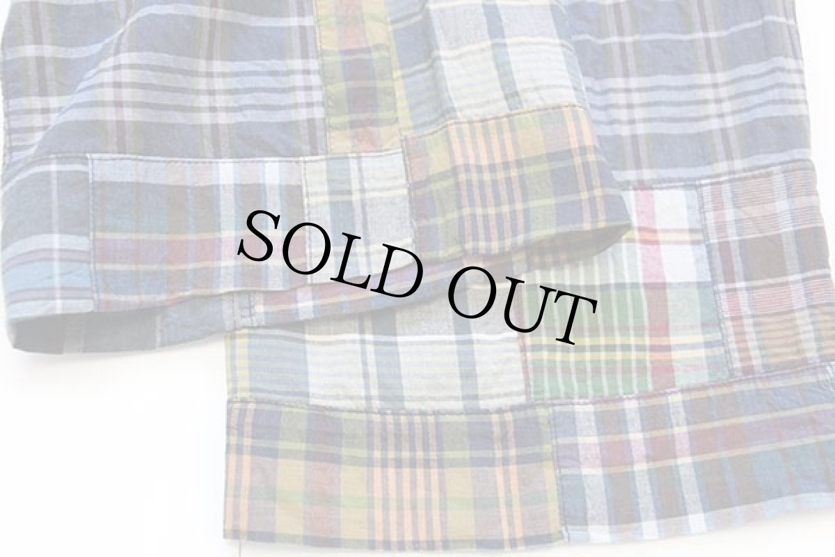 画像7: 00s ポロ ラルフローレン マドラスチェック パッチワーク スラックス コットンパンツ w36 L32 (7)