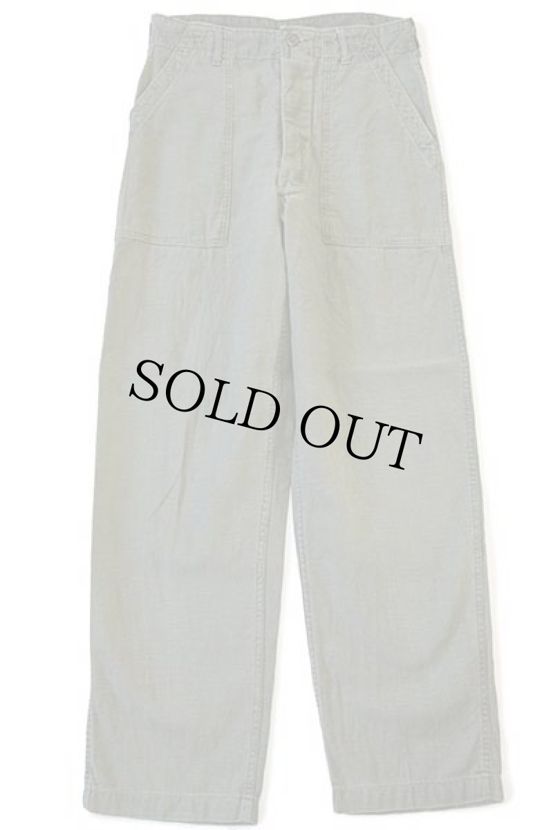 画像2: 70s 米軍 U.S.ARMY コットンサテン ユーティリティ ベイカーパンツ オリーブグリーン w30 L31 (2)