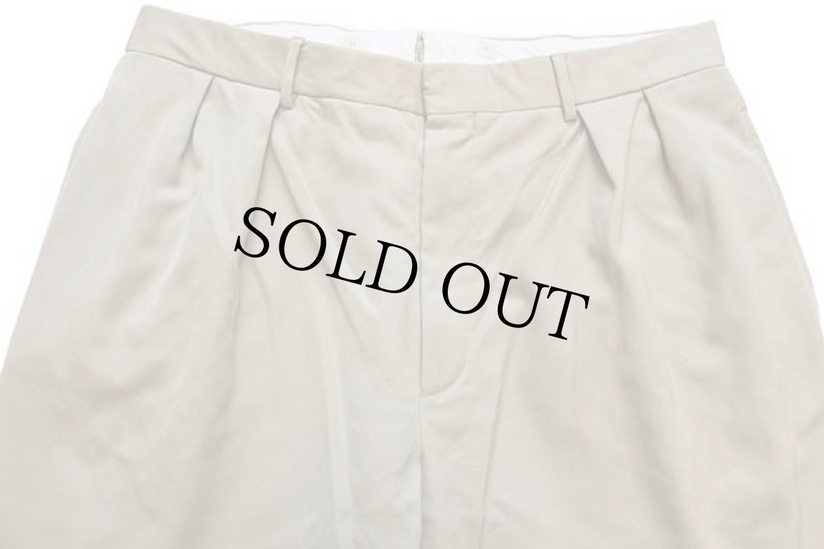 画像4: 90s イタリア製 ポロ ラルフローレン ツータック スラックス ウール ギャバジン パンツ カーキ w34 (4)