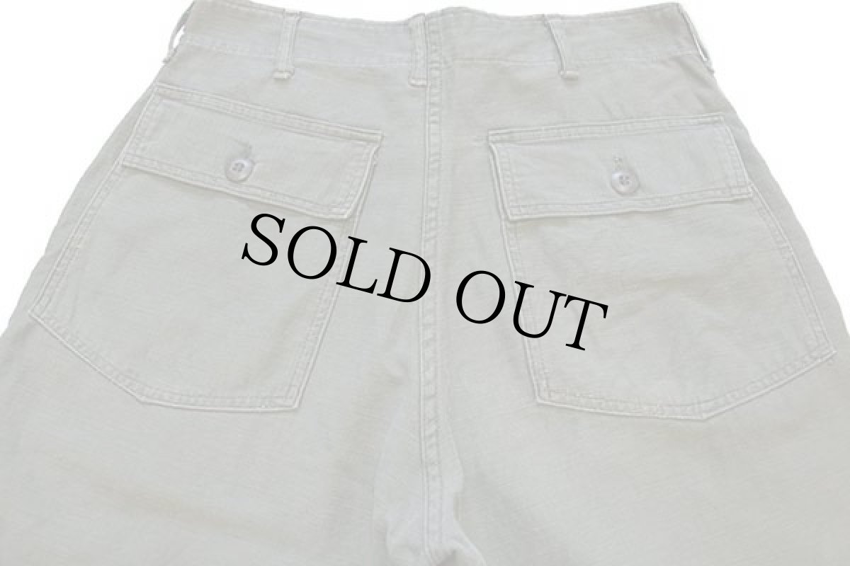 画像5: 70s 米軍 U.S.ARMY コットンサテン ユーティリティ ベイカーパンツ オリーブグリーン w32 L31★C (5)