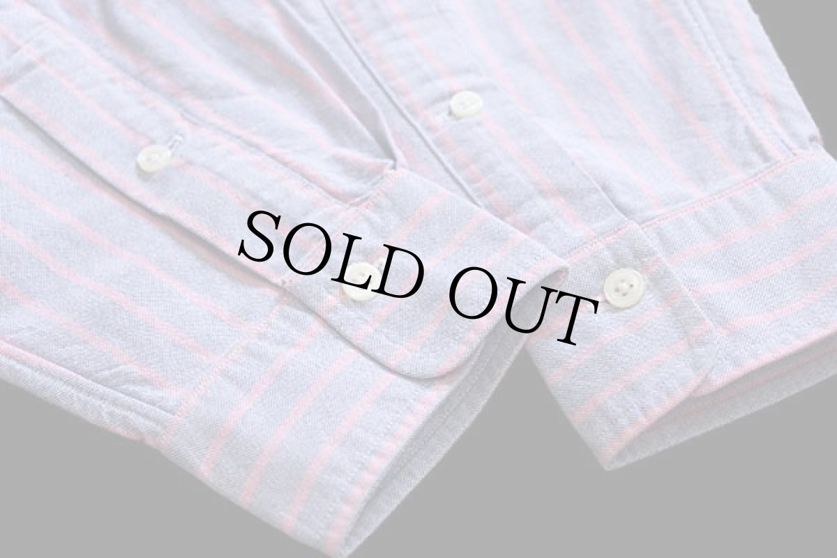 画像6: 90s ラルフローレン ストライプ ボタンダウン オックスフォード コットンシャツ サックス×薄赤 15.5 (6)