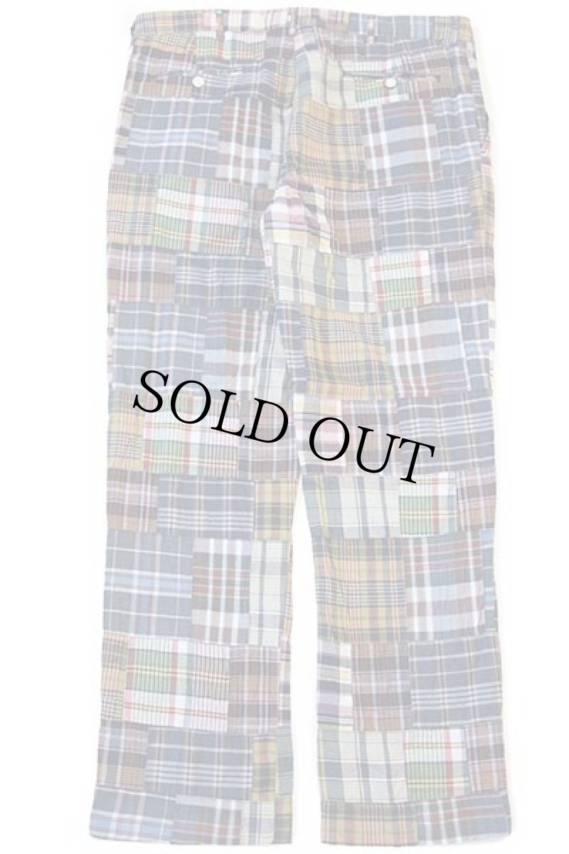 画像3: 00s ポロ ラルフローレン マドラスチェック パッチワーク スラックス コットンパンツ w36 L32 (3)