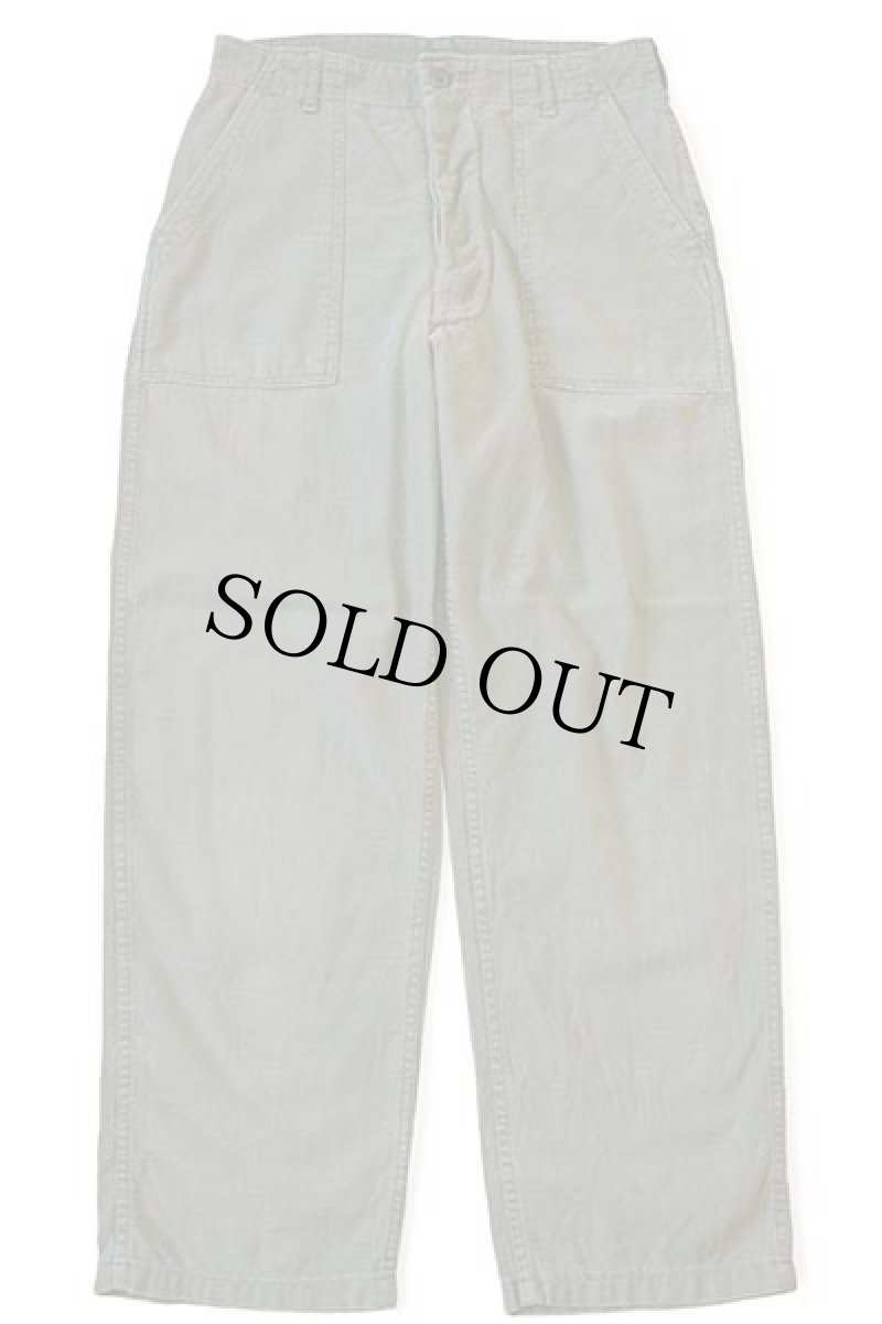 画像2: 70s 米軍 U.S.ARMY コットンサテン ユーティリティ ベイカーパンツ オリーブグリーン w32 L31★C (2)